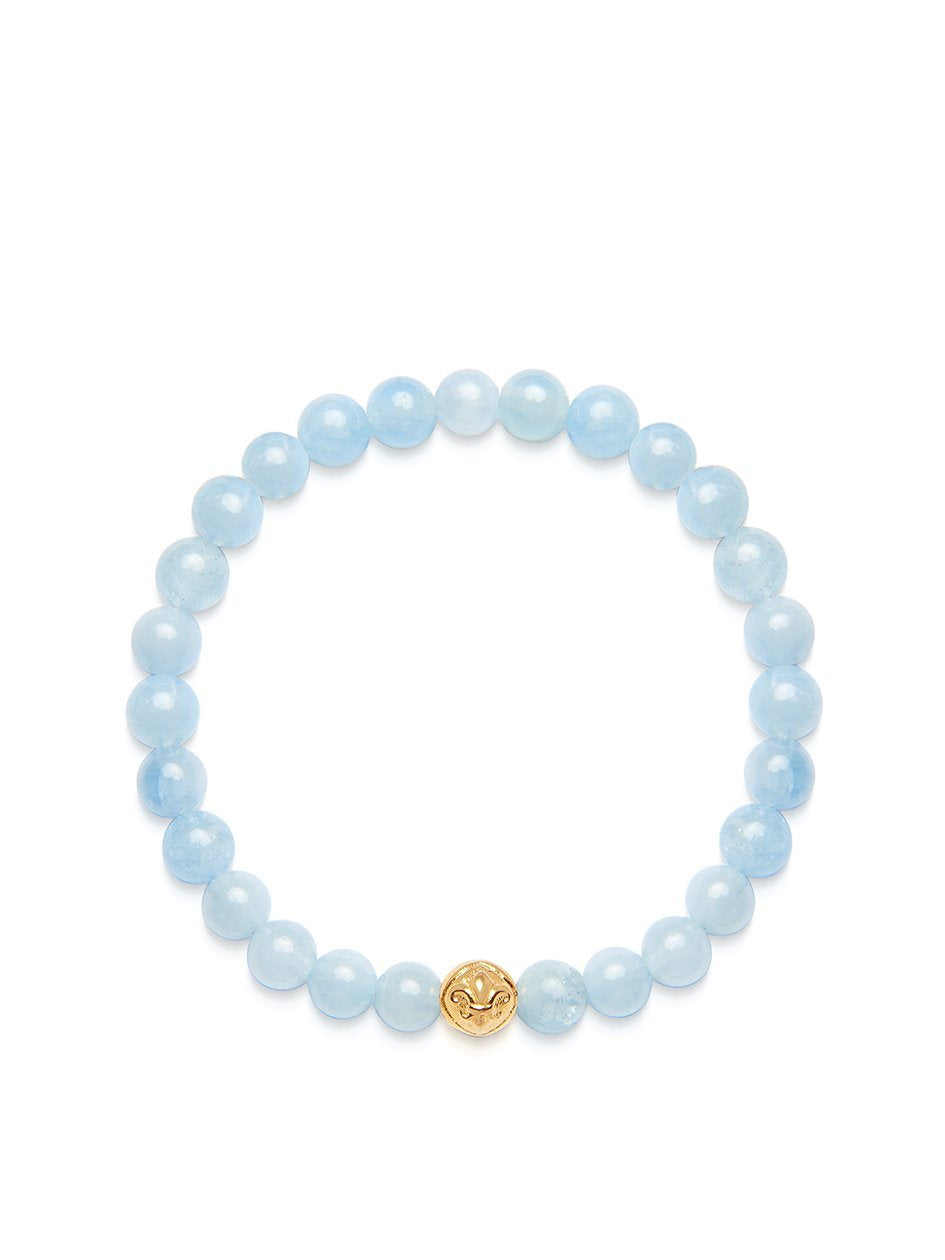 Women'S Wristband With Aquamarine And Gold (Blue)