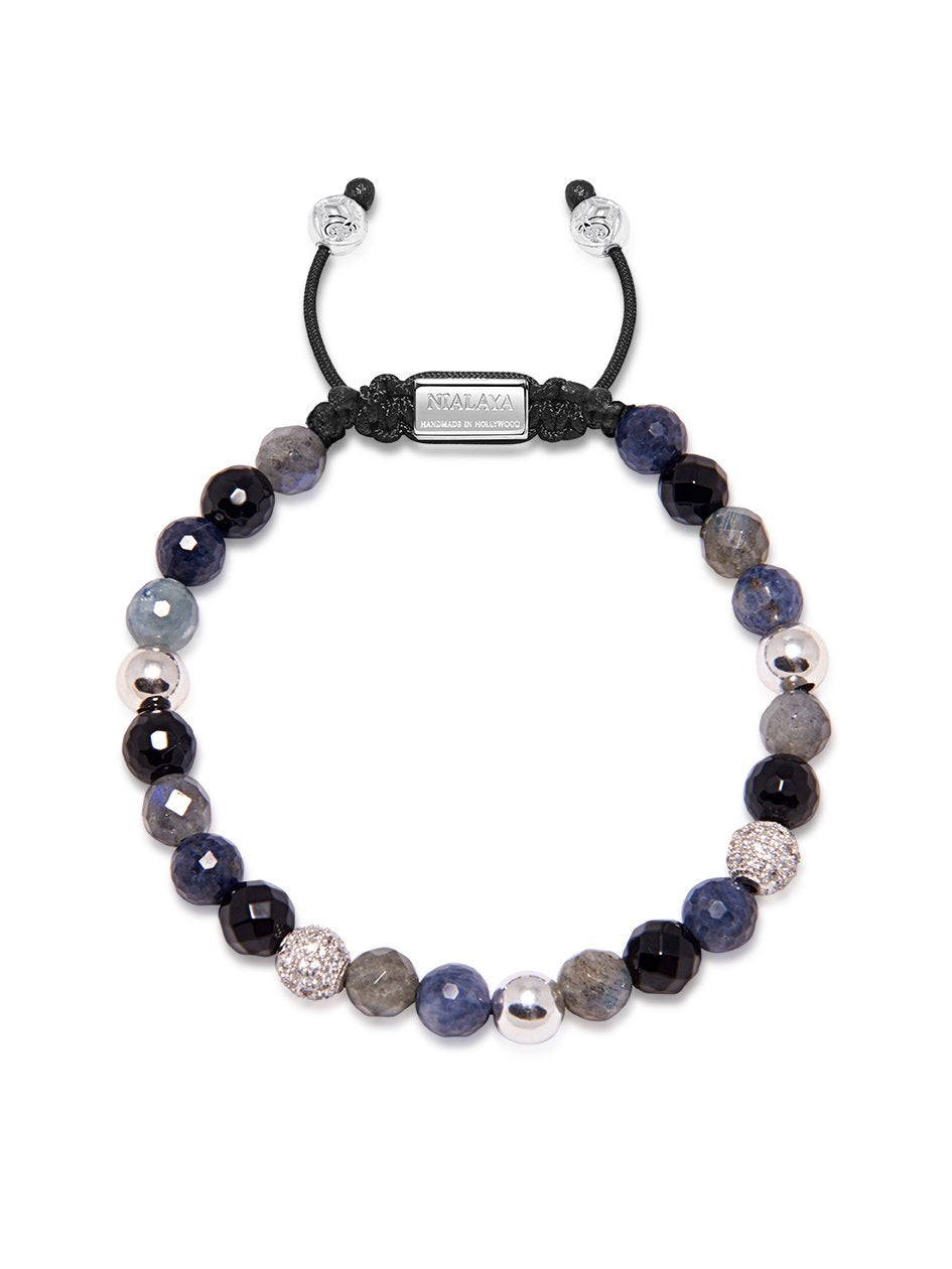 Women'S Beaded Bracelet With Blue Dumortierite, Agate And Labradorite