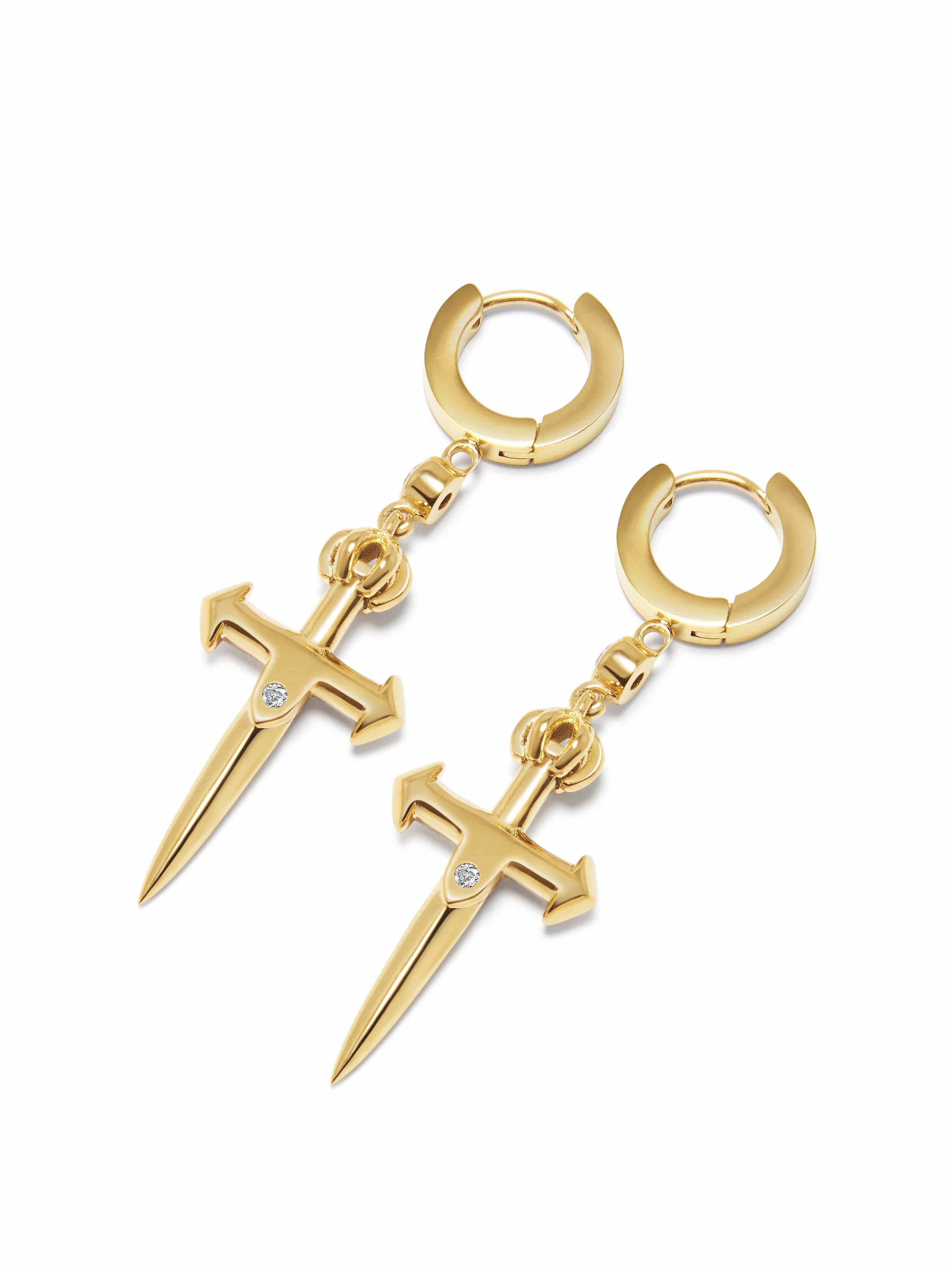 Skyfall Sword Earrings in Gold