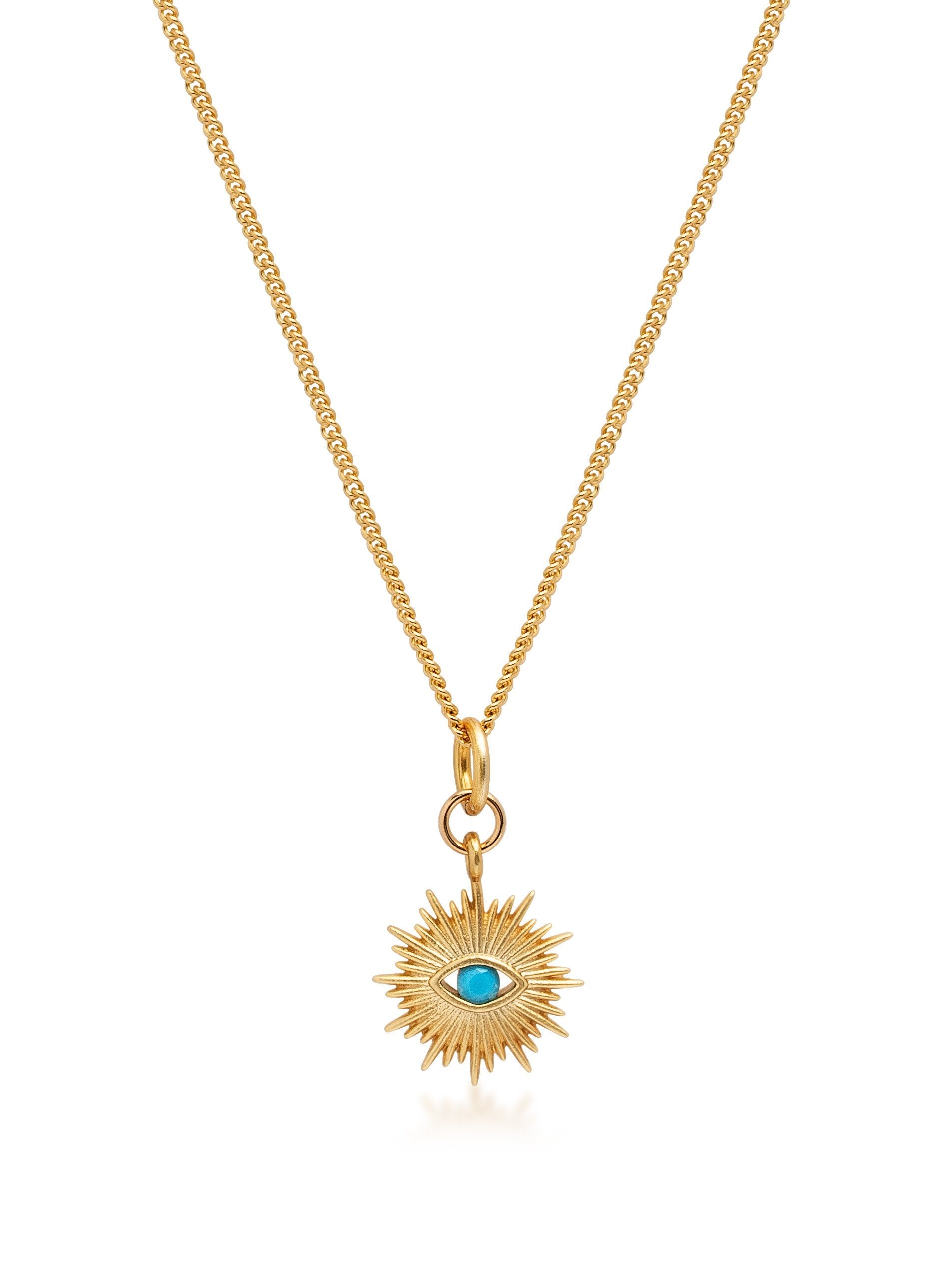 Women'S Gold Necklace With Mini Evil Eye Pendant