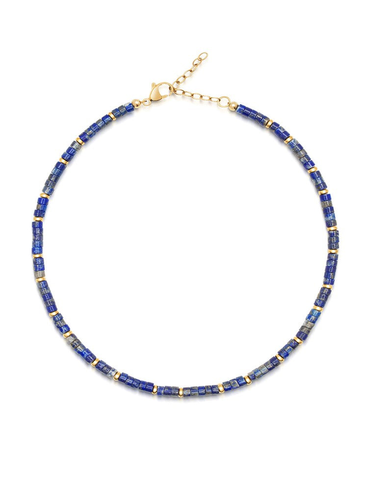 Heishi Blue Lapis Choker With Gold