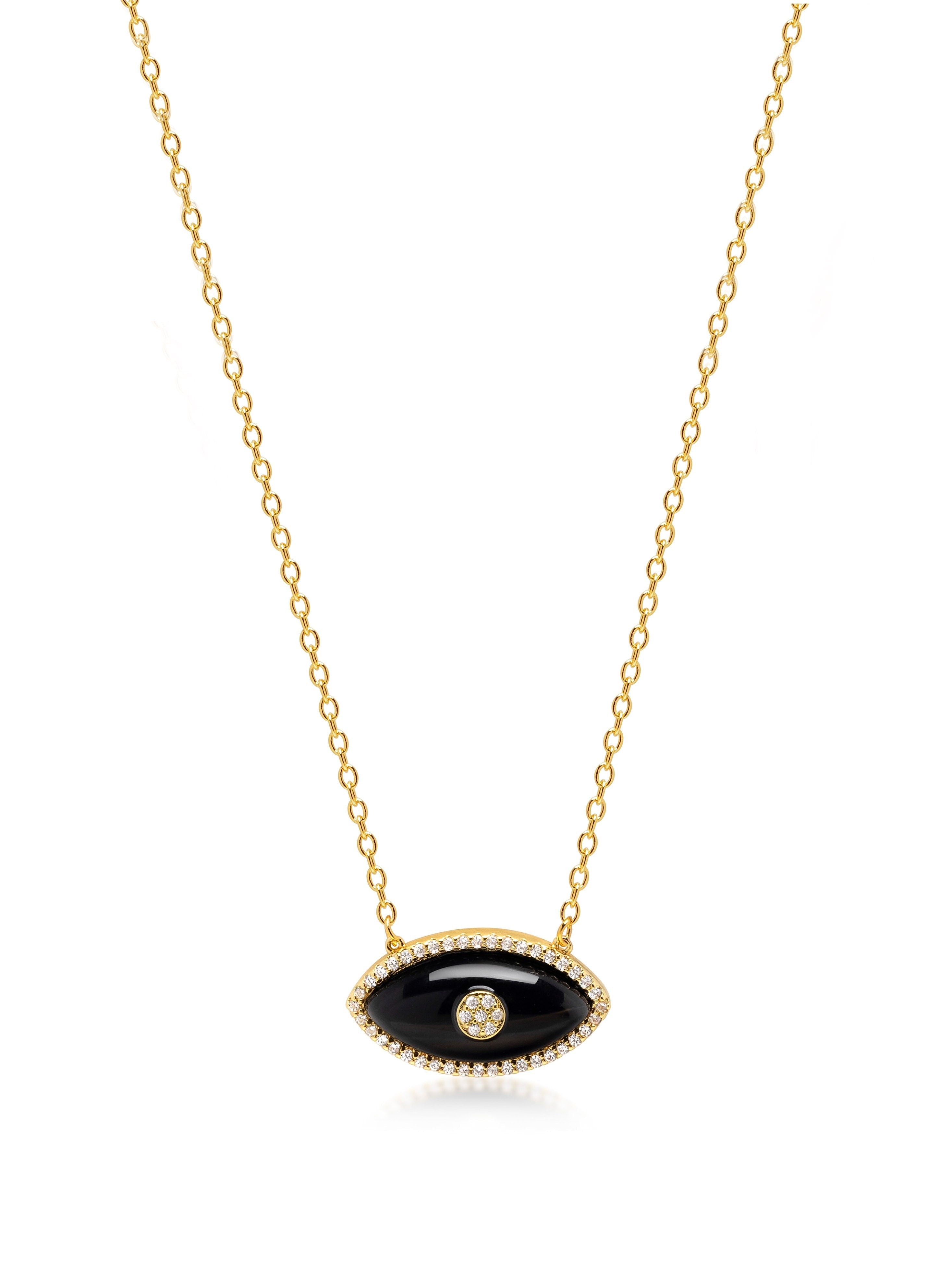 Women'S Black Enamel Evil Eye Necklace