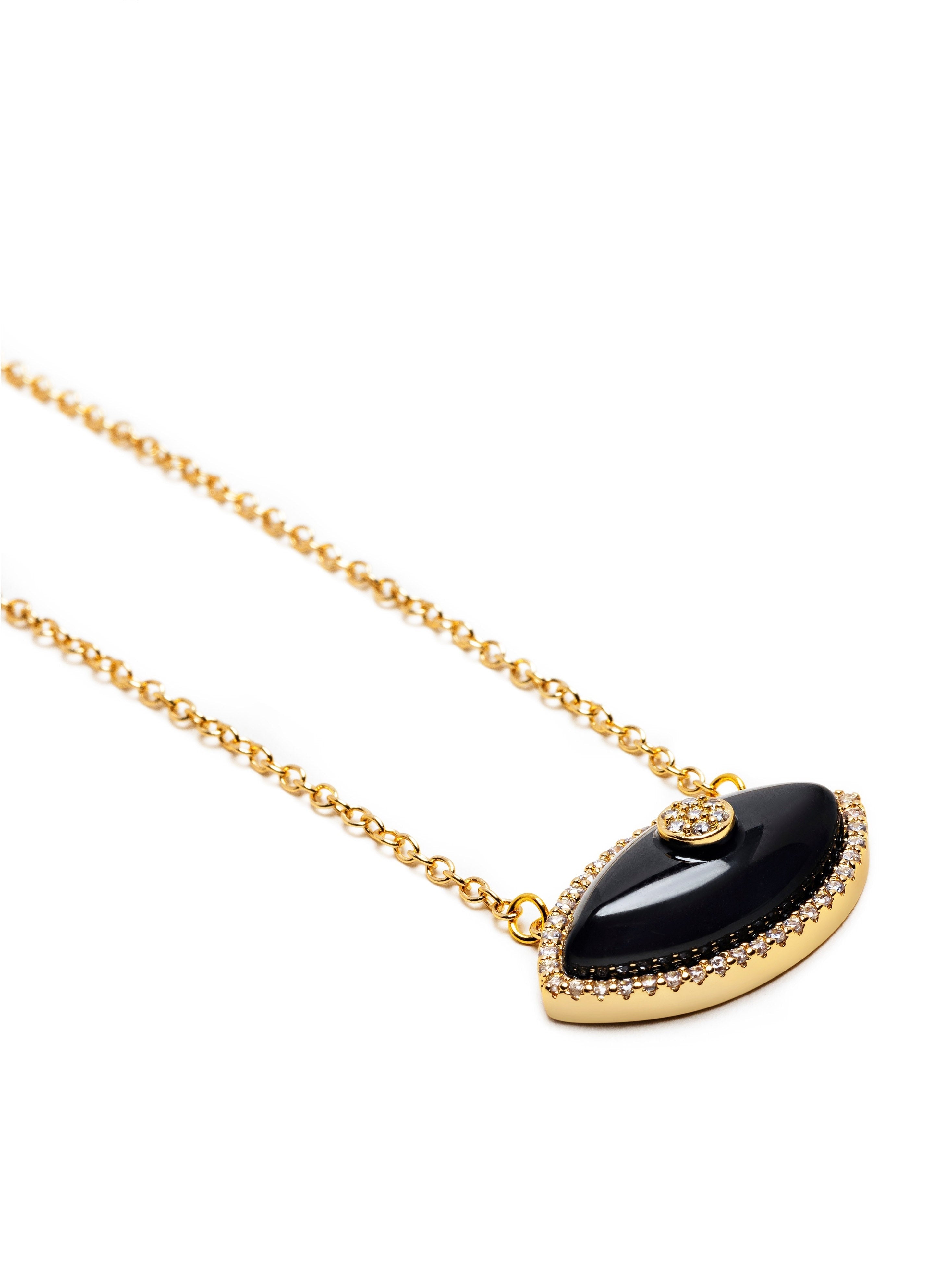 Women'S Black Enamel Evil Eye Necklace