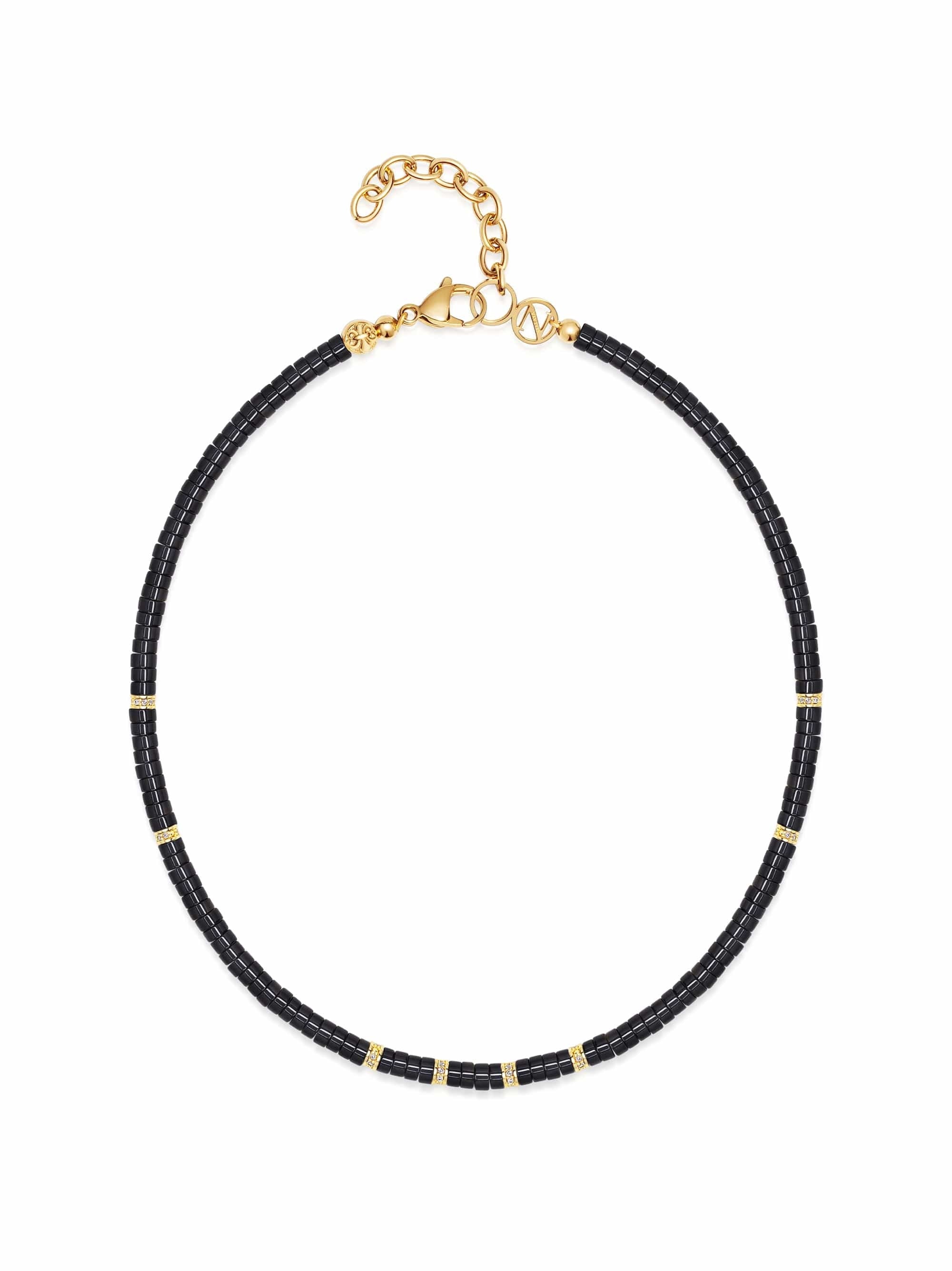 Heishi Black Onyx Choker With Gold