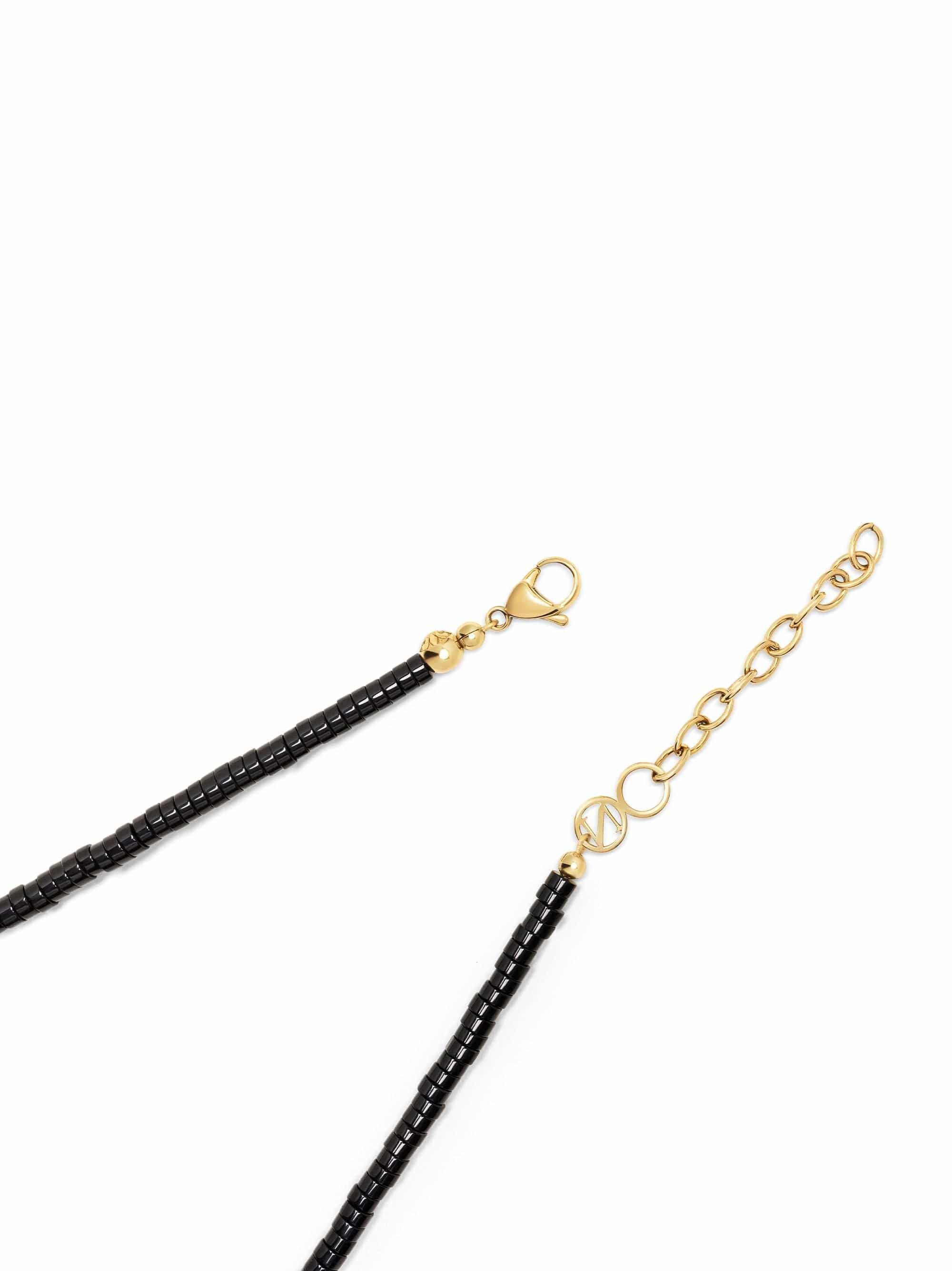 Heishi Black Onyx Choker With Gold