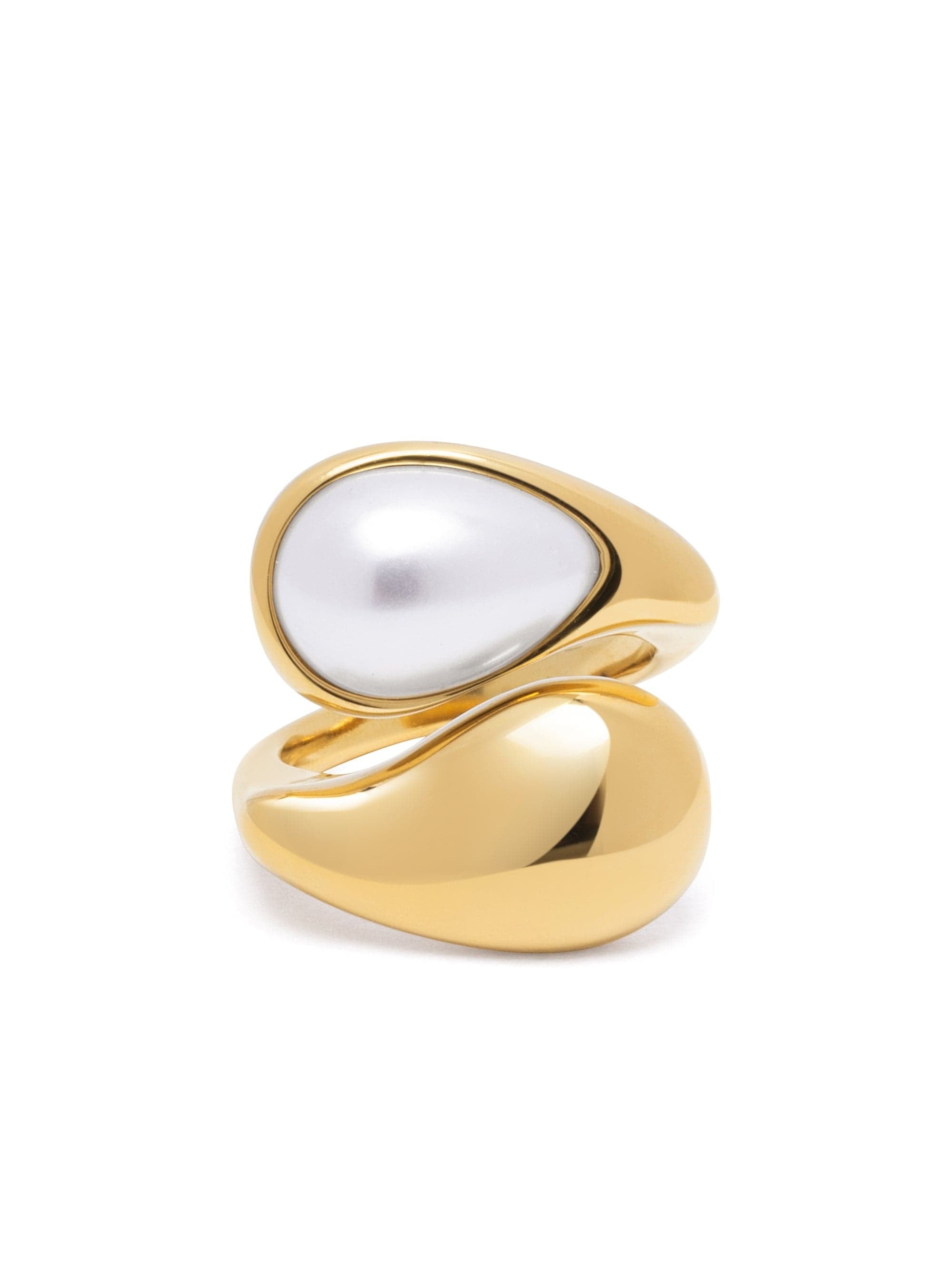 Cuff Ring with Pearl in Gold One Size