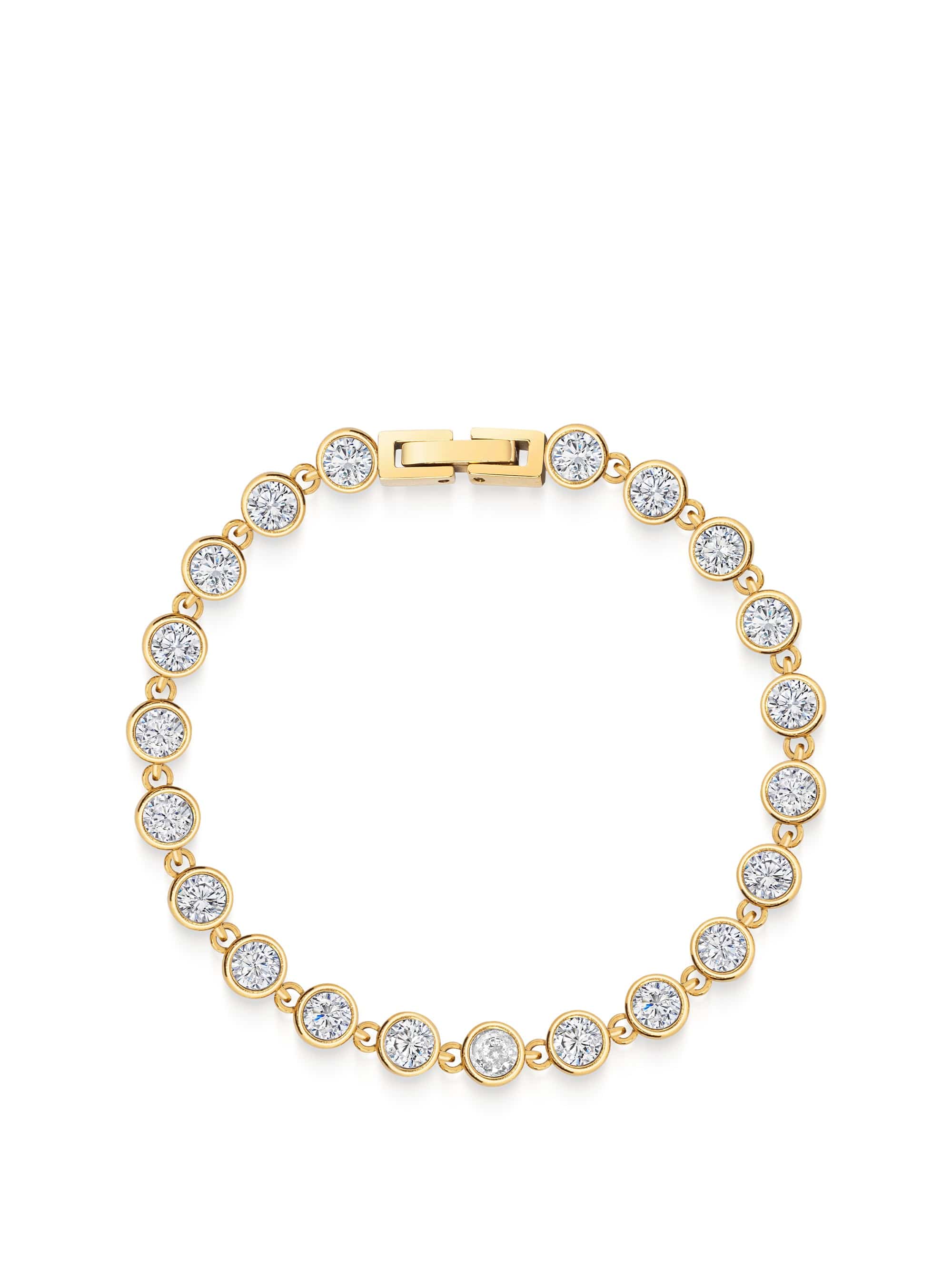 Round CZ Link Bracelet
