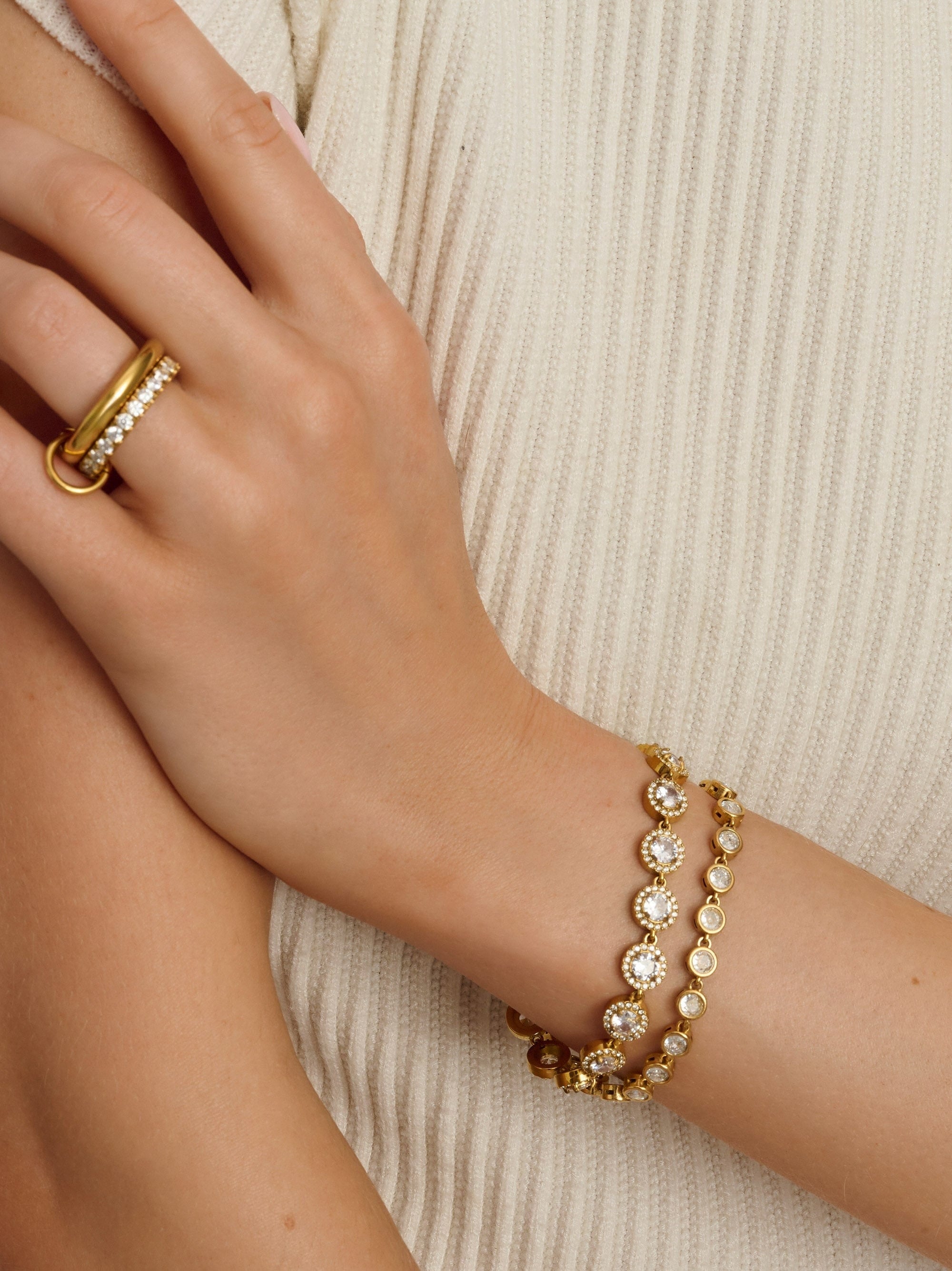 Round CZ Link Bracelet