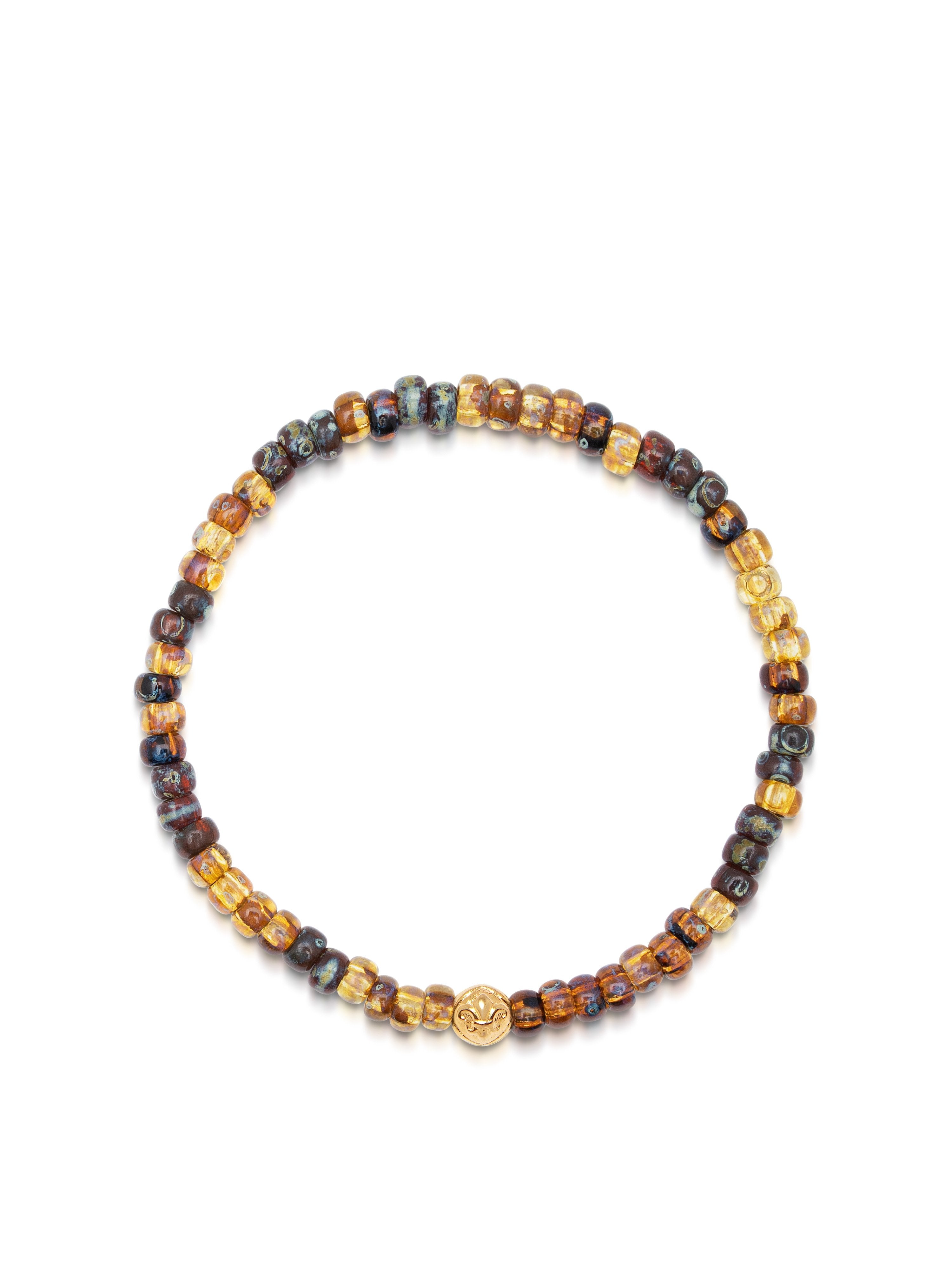 Men'S Wristband With Amber Miyuki Beads