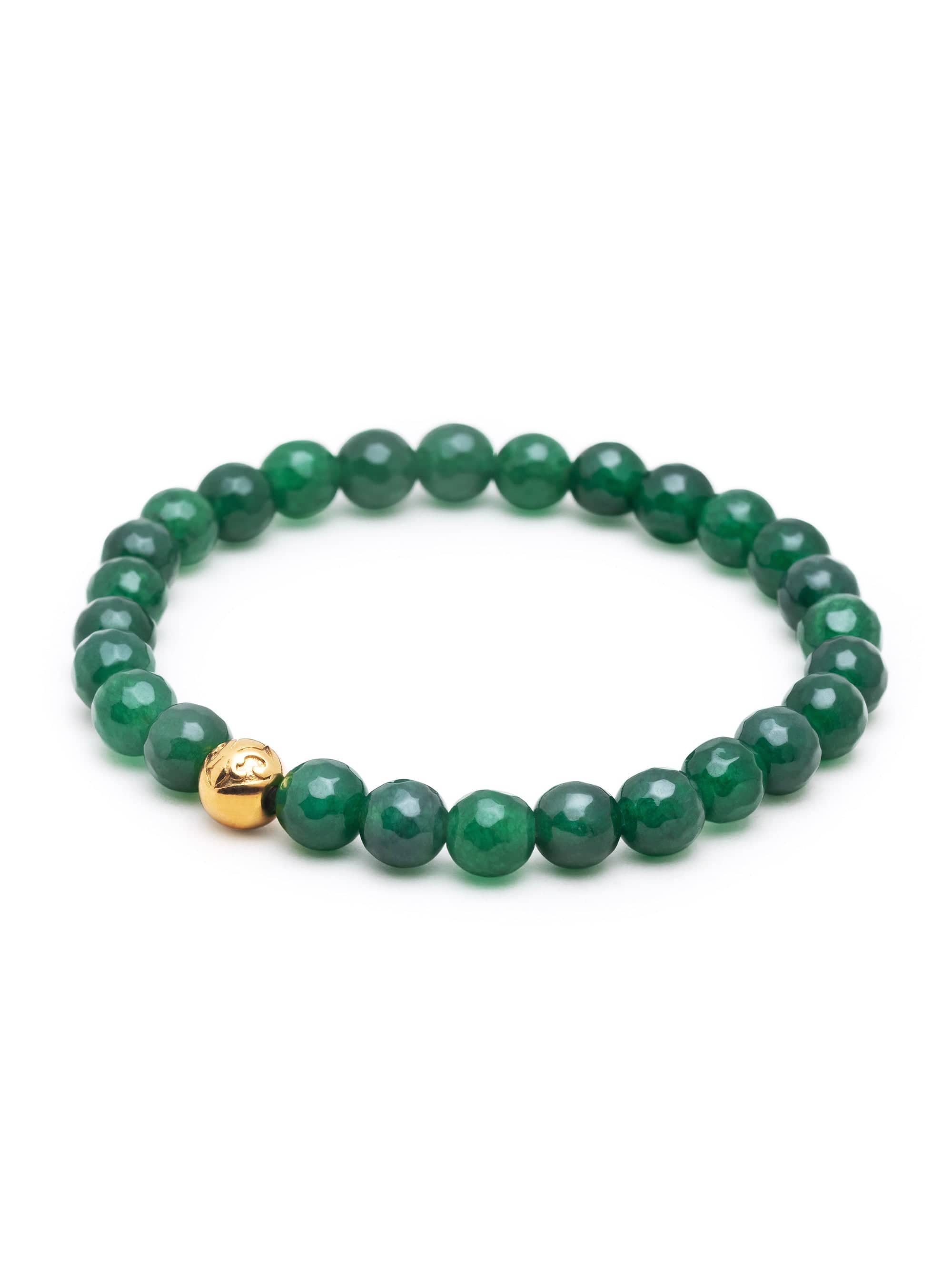 Women'S Wristband With Green Chalcedony And Gold