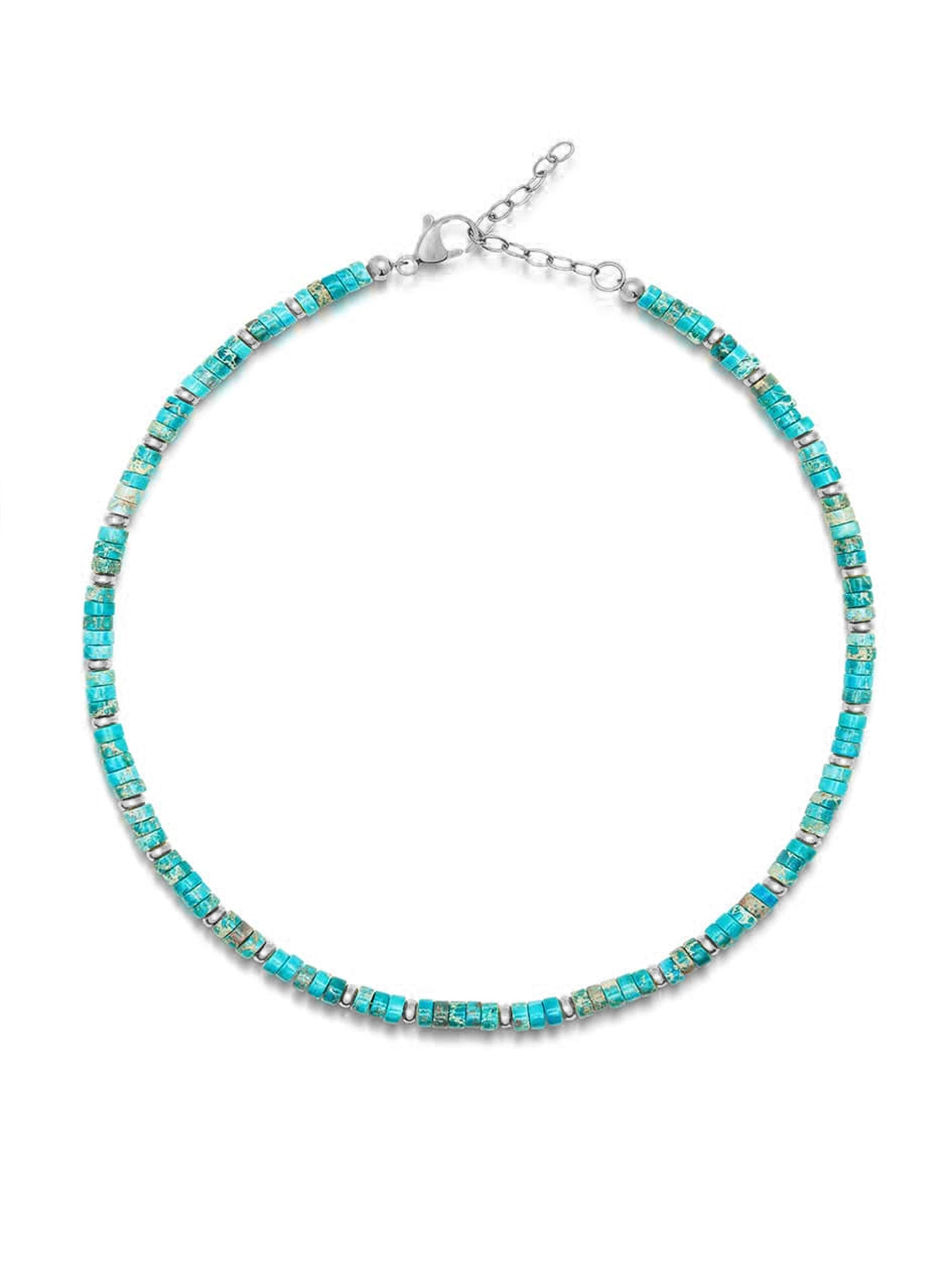 Heishi Turquoise Choker With Silver